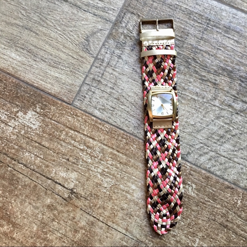 Pink and Gold Boho Watch with Braided Band